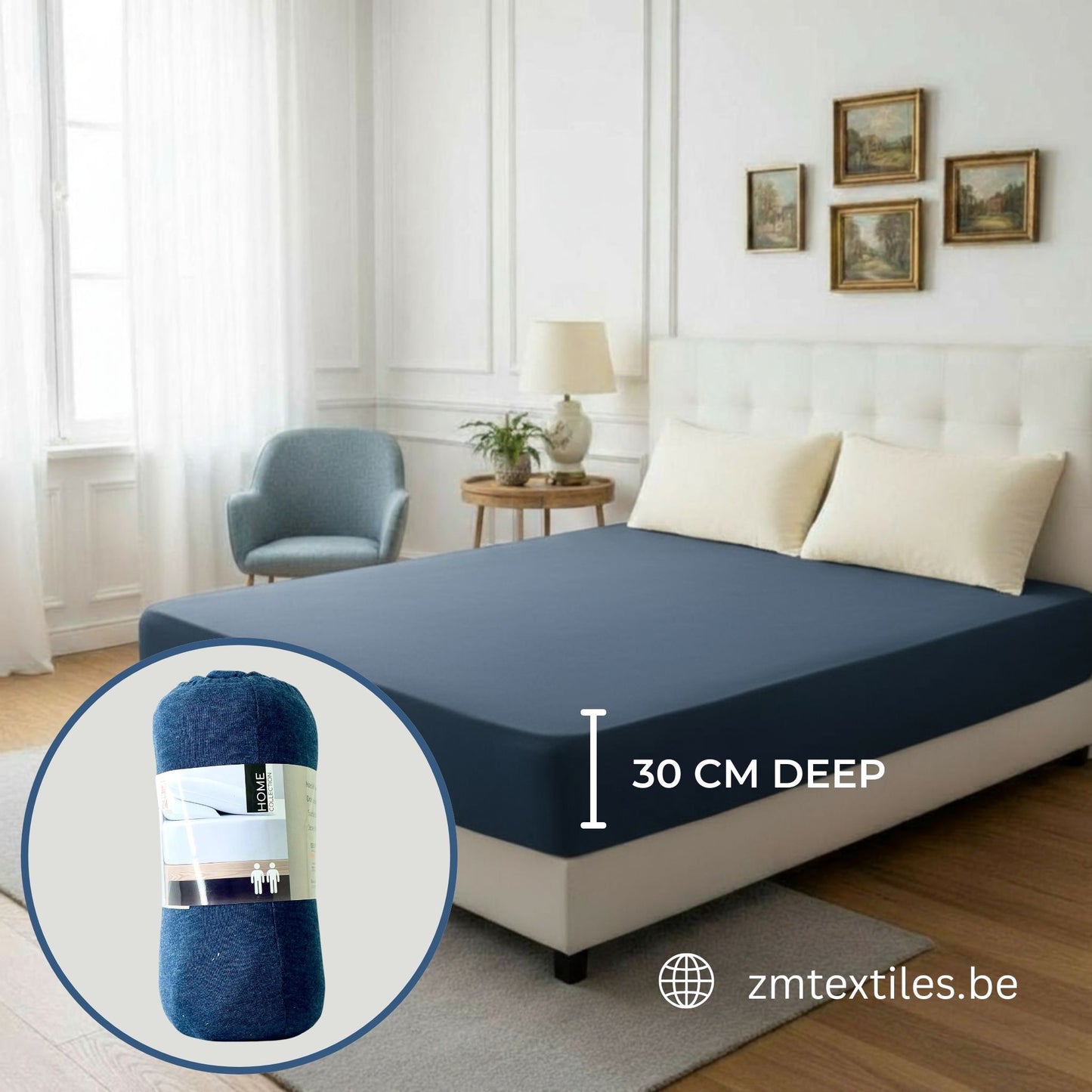 Jersey Fitted Sheet 100% Cotton – 160 GSM, Stretchable, All-Around Elastic, OEKO-TEX® Certified