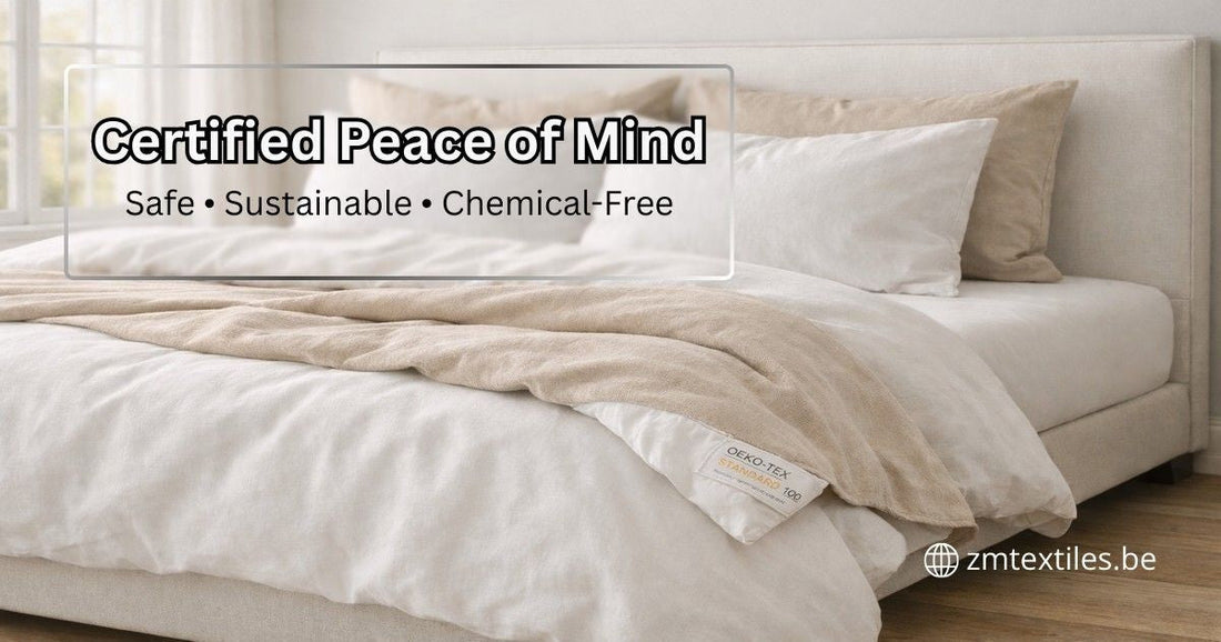 OEKO-TEX certified bedding guide Belgium 2026 — chemical-free cotton sheets and duvet covers from ZM Textiles