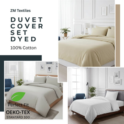 Dyed Duvet Cover Set 100% Cotton – OEKO-TEX® Certified, Hypoallergenic, European Sizes