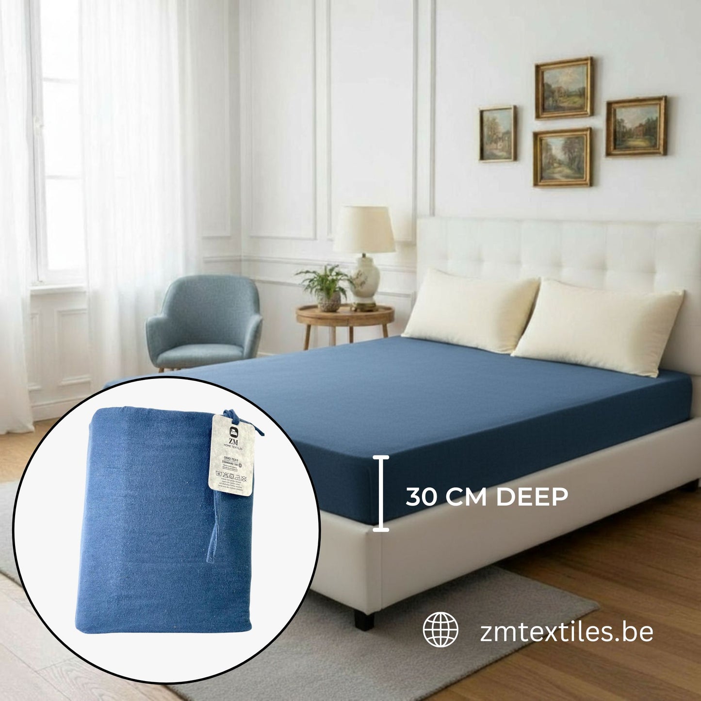 Dyed Flannel Fitted Sheet 100% Cotton – OEKO-TEX® Certified, Warm, All-Around Elastic