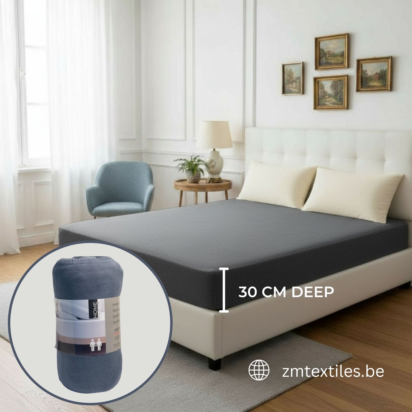 Jersey Fitted Sheet 100% Cotton – 160 GSM, Stretchable, All-Around Elastic, OEKO-TEX® Certified