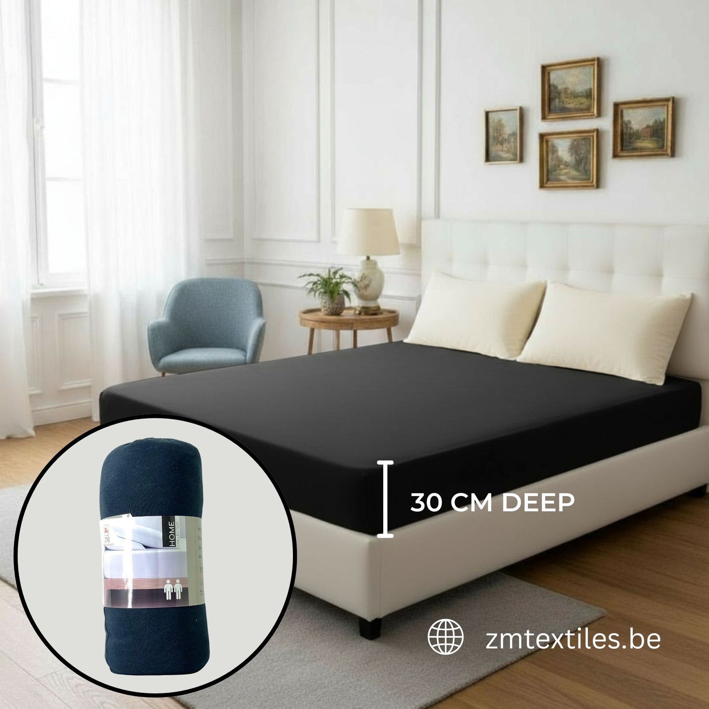 Jersey Fitted Sheet 100% Cotton – 160 GSM, Stretchable, All-Around Elastic, OEKO-TEX® Certified