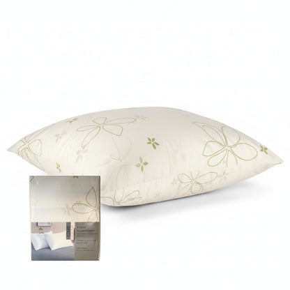 Decorative pillowcase with floral patterns on a white background, featuring ZM Textiles Belgium printed pillowcase set.