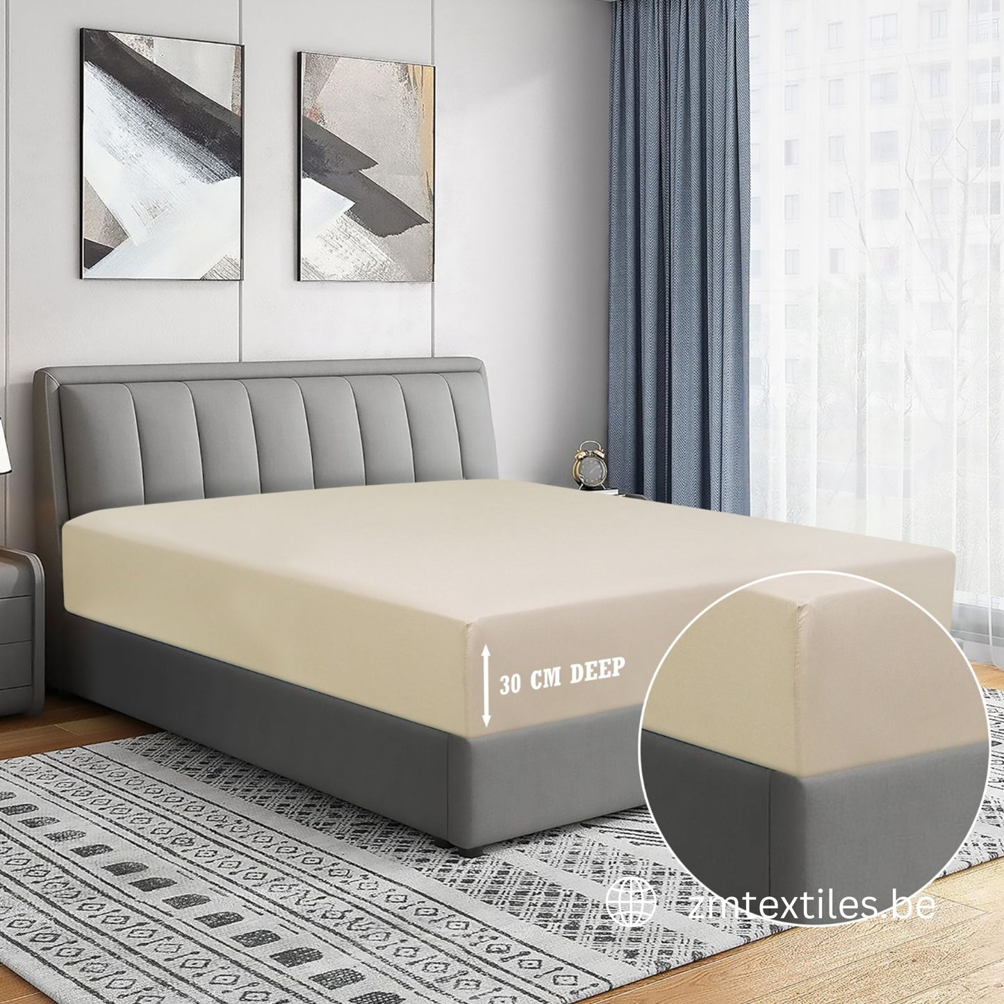 Dyed T144 Fitted Sheet 100% Cotton – OEKO-TEX® Certified, All-Around Elastic, European Size