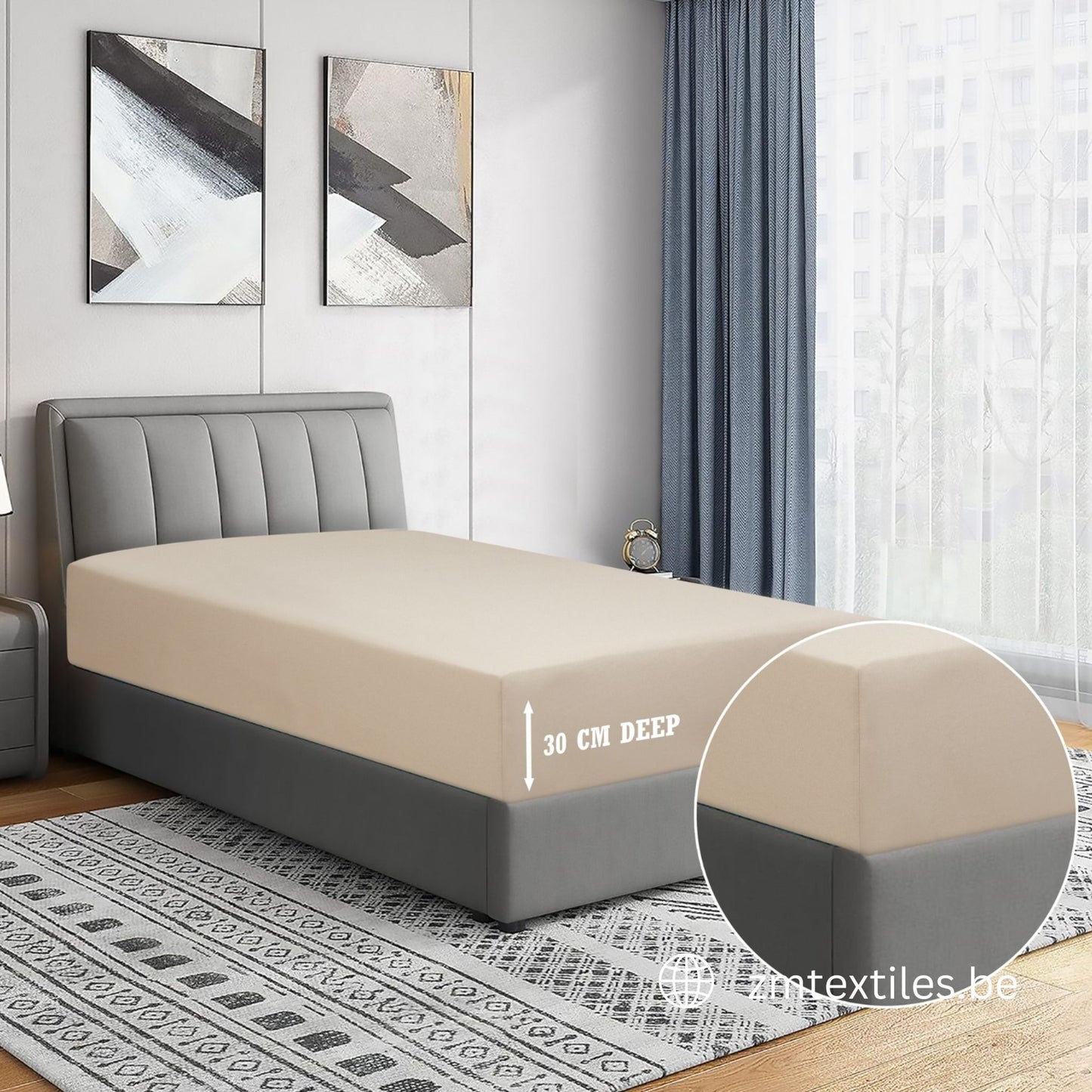 Dyed T144 Fitted Sheet 100% Cotton – OEKO-TEX® Certified, All-Around Elastic, European Size