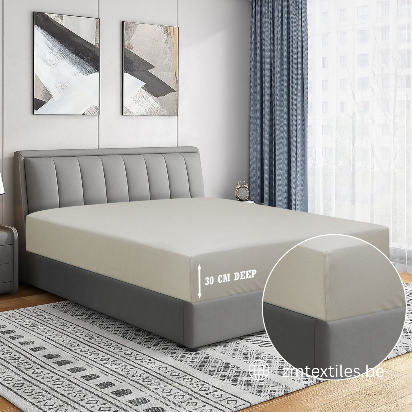 Dyed T144 Fitted Sheet 100% Cotton – OEKO-TEX® Certified, All-Around Elastic, European Size