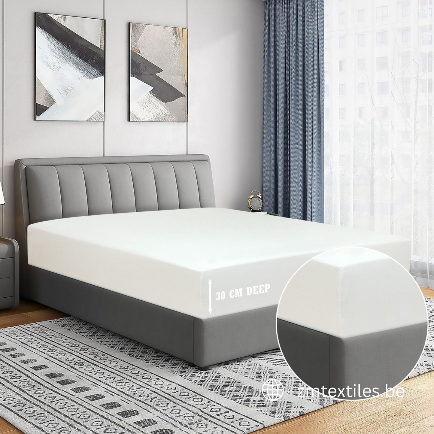 Dyed T144 Fitted Sheet 100% Cotton – OEKO-TEX® Certified, All-Around Elastic, European Size