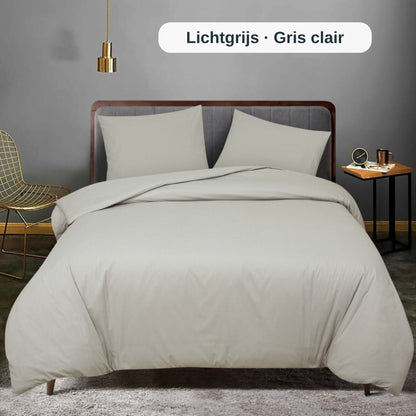 Light Gray cotton duvet cover set, double (Lichtgrijs / Gris clair), ZM Textiles Belgium