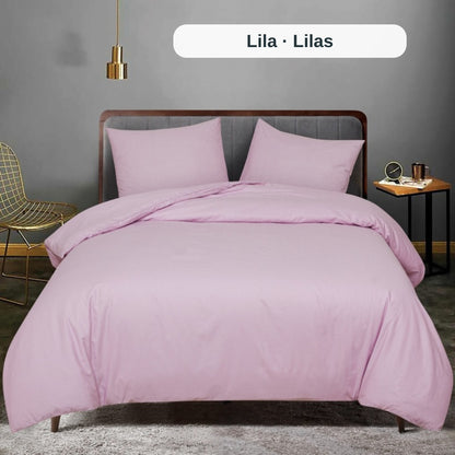 Lilac cotton duvet cover set, double (Lila / Lilas), ZM Textiles Belgium