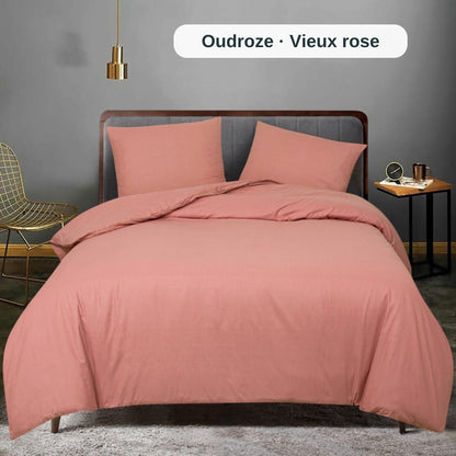 Old Rose cotton duvet cover set, double (Oudroze / Vieux rose), ZM Textiles Belgium