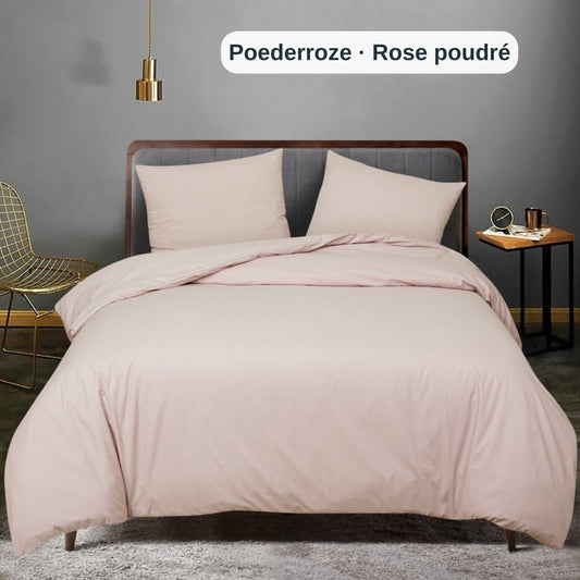 Powder Pink cotton duvet cover set, double (Poederroze / Rose poudré), ZM Textiles Belgium