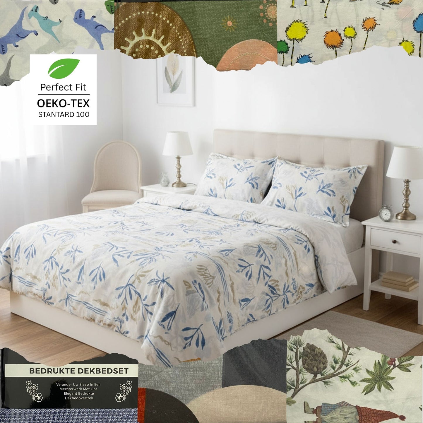 Printed Duvet Cover Set 100% Cotton – OEKO-TEX® Certified, Hypoallergenic, European Sizes