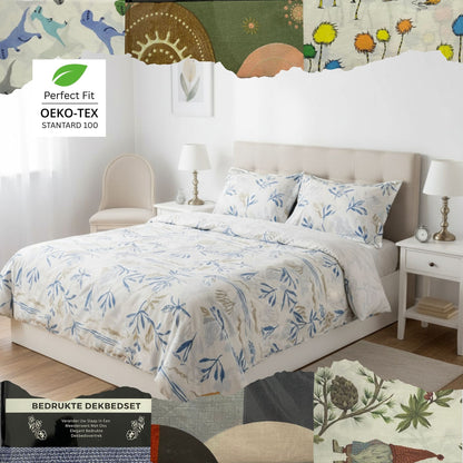 Printed Duvet Cover Set 100% Cotton – OEKO-TEX® Certified, Hypoallergenic, European Sizes