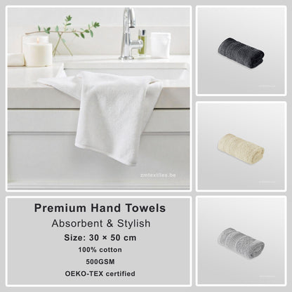 500 GSM Cotton Towel Set – Ultra Absorbent, OEKO-TEX® Certified (70×130 cm, 50×90 cm, 30×50 cm)