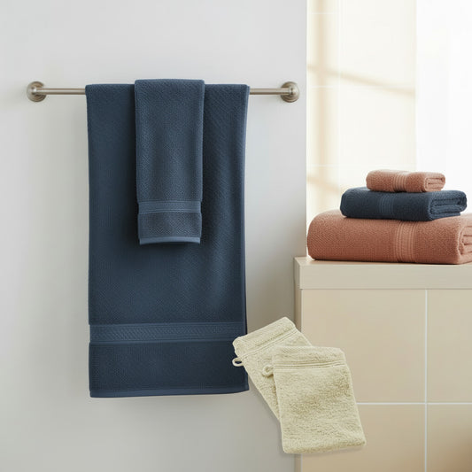 Kot Bathroom Essentials Belgium | OEKO-TEX® Bath Towel 600 GSM + Towel 500 GSM + Wash Gloves