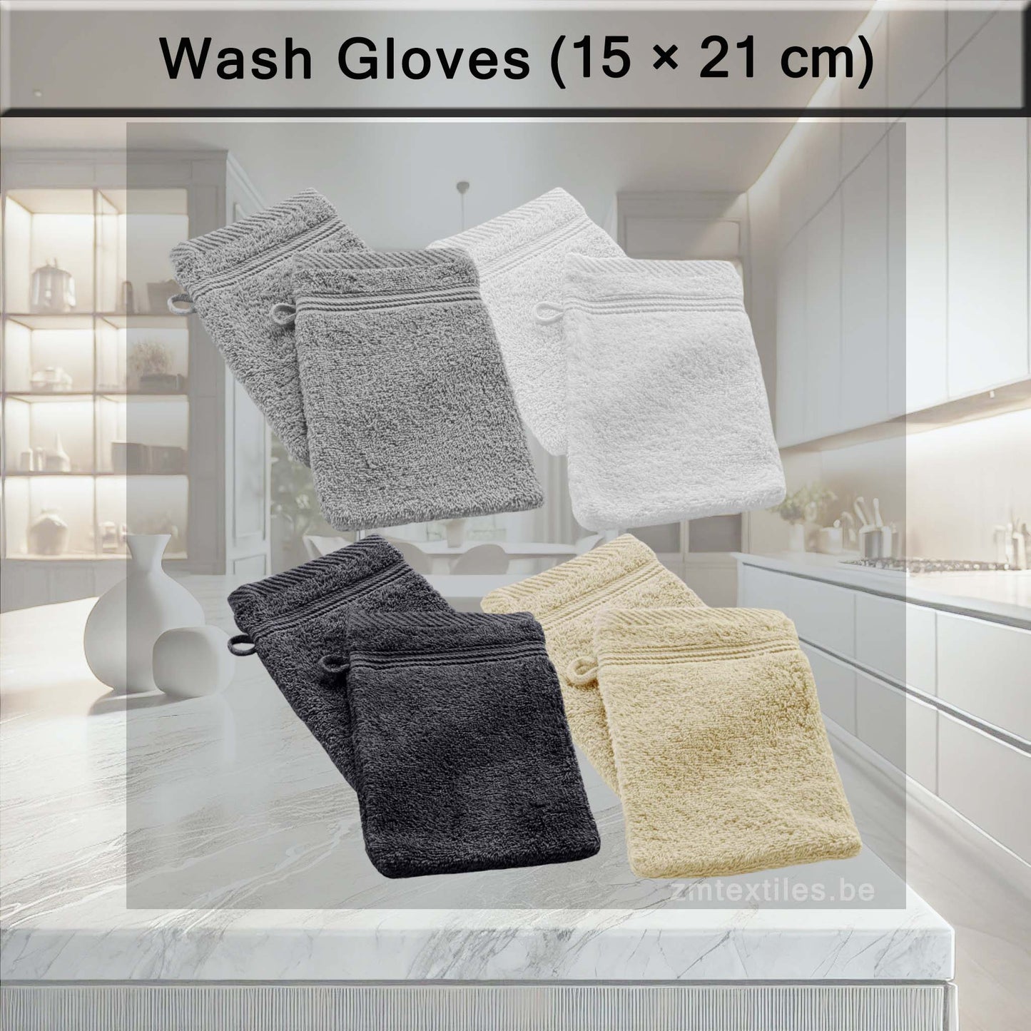 Cotton Wash Gloves Set 15x21 cm – OEKO-TEX® Certified, Soft, Hypoallergenic