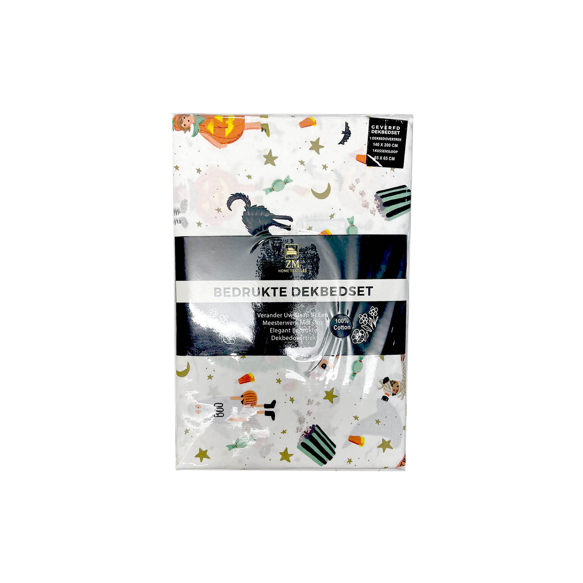 ZM Textiles printed cotton duvet cover set – Halloween design, in packaging